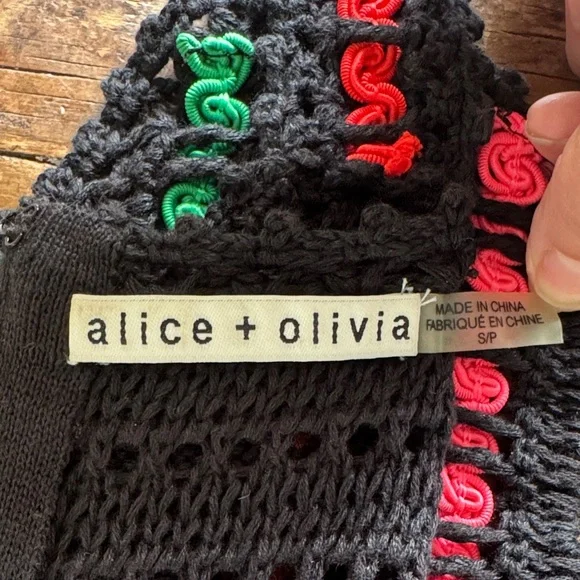 Alice + Olivia Lorri Crochet Tank Top Black / Multi Size S - Picture 12 of 14